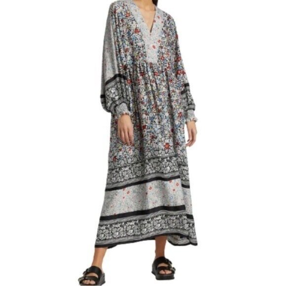 See by Chloe Janis Shift Dress US 8 Black White Cottagecore Farmhouse Bohemian • - Picture 1 of 8
